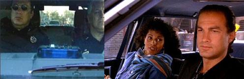 Left to right: Steven Seagal, Col. John Fortunato, Pam Grier, Steven Seagal.