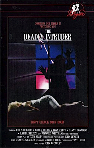 Poster for the 1985 film THE DEADLY INTRUDER by John McCauley.
