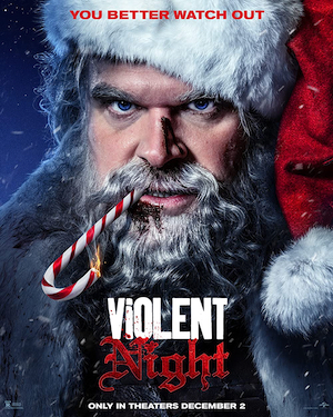 Poster for 2022 film VIOLENT NIGHT from director Tommy Wirkola.